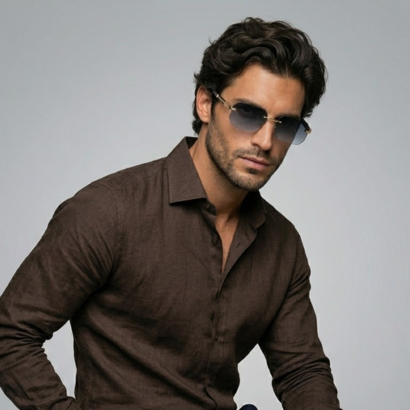 George | Vintage Rimless Sunglasses with UV Protection