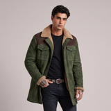 Coleridge | Men's Suede Sherpa Lined Jacket Olive Green Chest Pockets