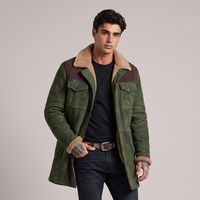 Coleridge | Men's Suede Sherpa Lined Jacket Olive Green Chest Pockets