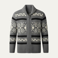 Marlon | Button Up Jacquard Knit Shawl Collar Cardigan