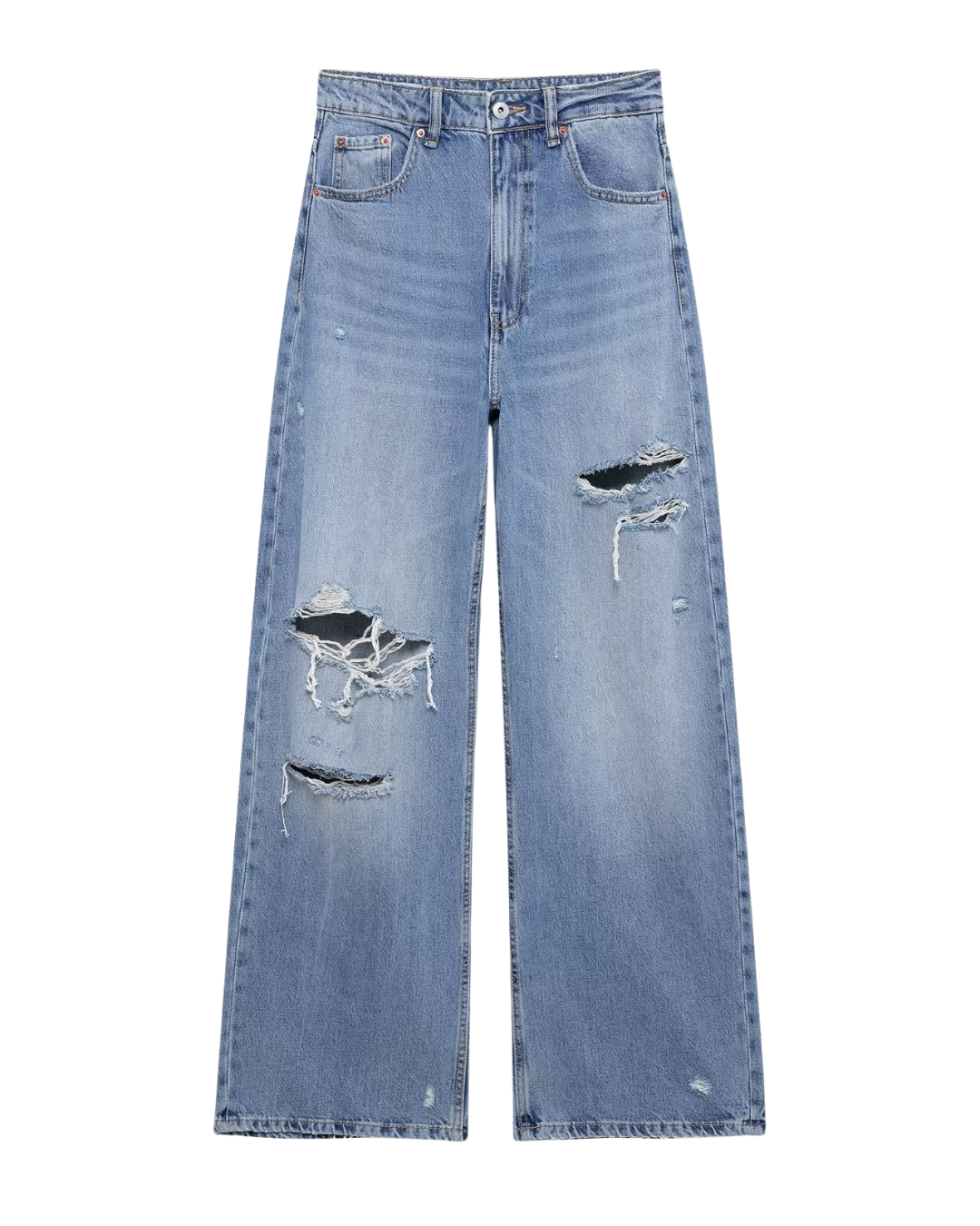 Abigail | High Waist Wide Leg Distressed Jeans