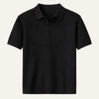 Keaton ribbed knit polo shirt