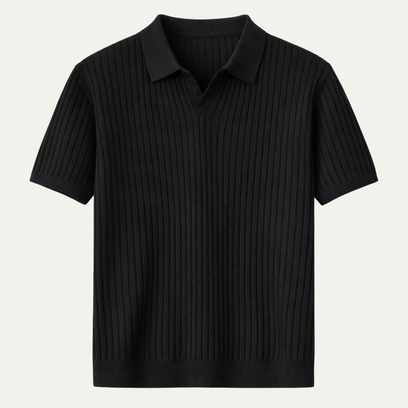 Keaton ribbed knit polo shirt