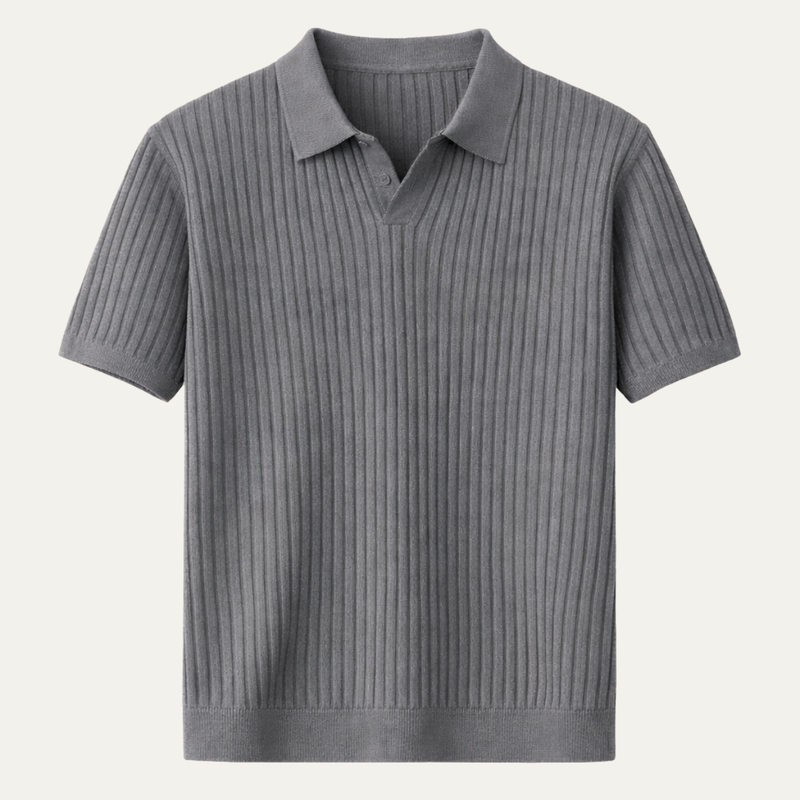 Kasper ribbed knit polo shirt