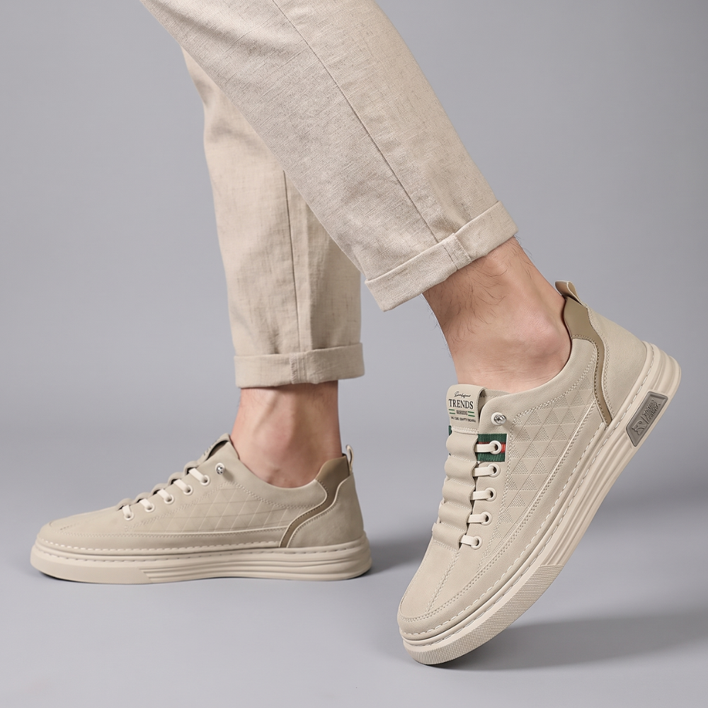 Archer | Men's Lightweight Leather Look Lace Up Trainers