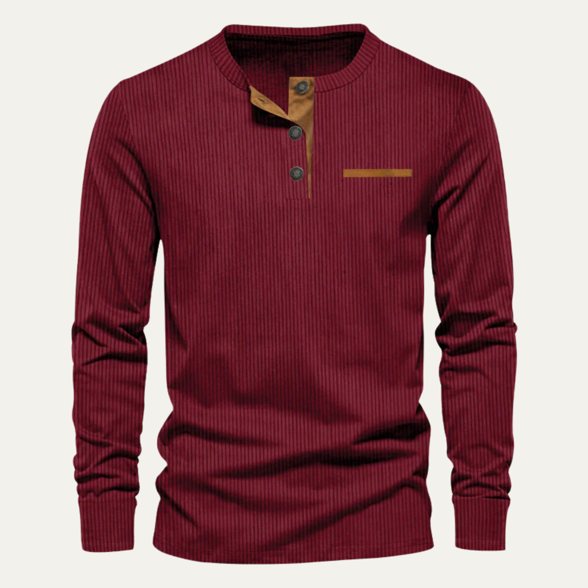 Maurice | Ribbed Long Sleeve Henley Jumper for Men