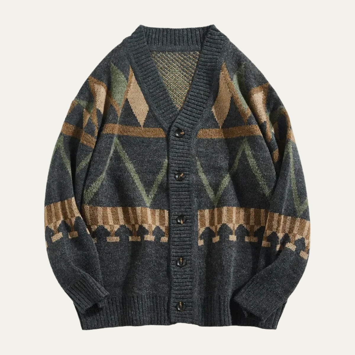 Esmond argyle knit cardigan in Grey
