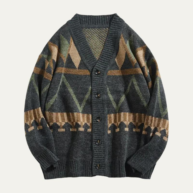 Esmond argyle knit cardigan in Grey
