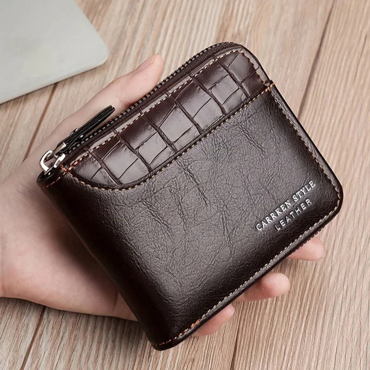 Edmund | Genuine Leather RFID Zip Wallet with Coin Pocket for Men