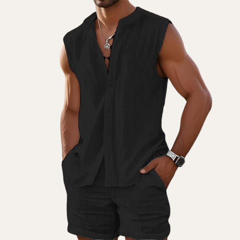 Paul | Sleeveless Shirt and Shorts Two Piece Summer Set