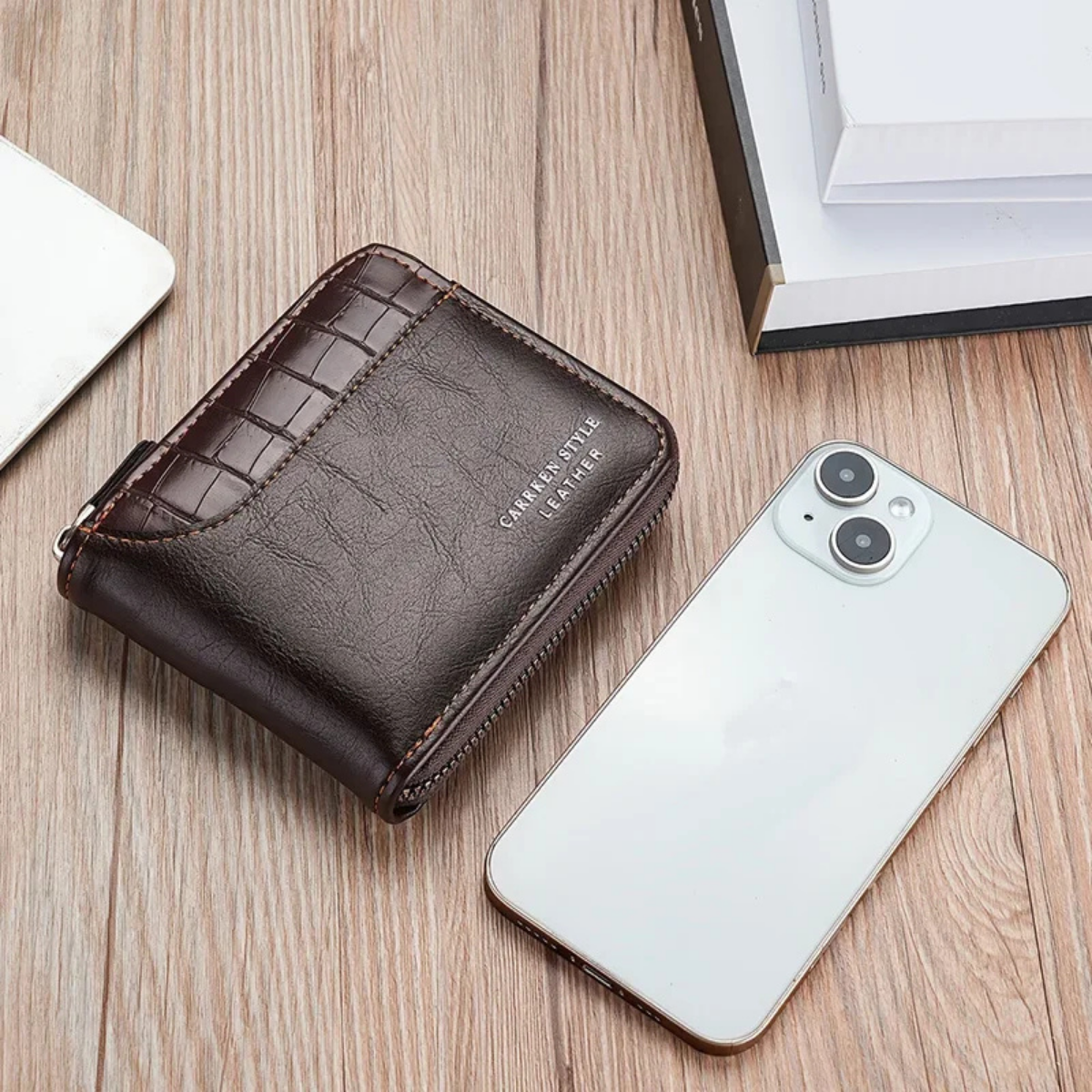 Edmund | Genuine Leather RFID Zip Wallet with Coin Pocket for Men