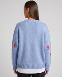 Pilar Oversized Graphic Jumper Light Blue - back view