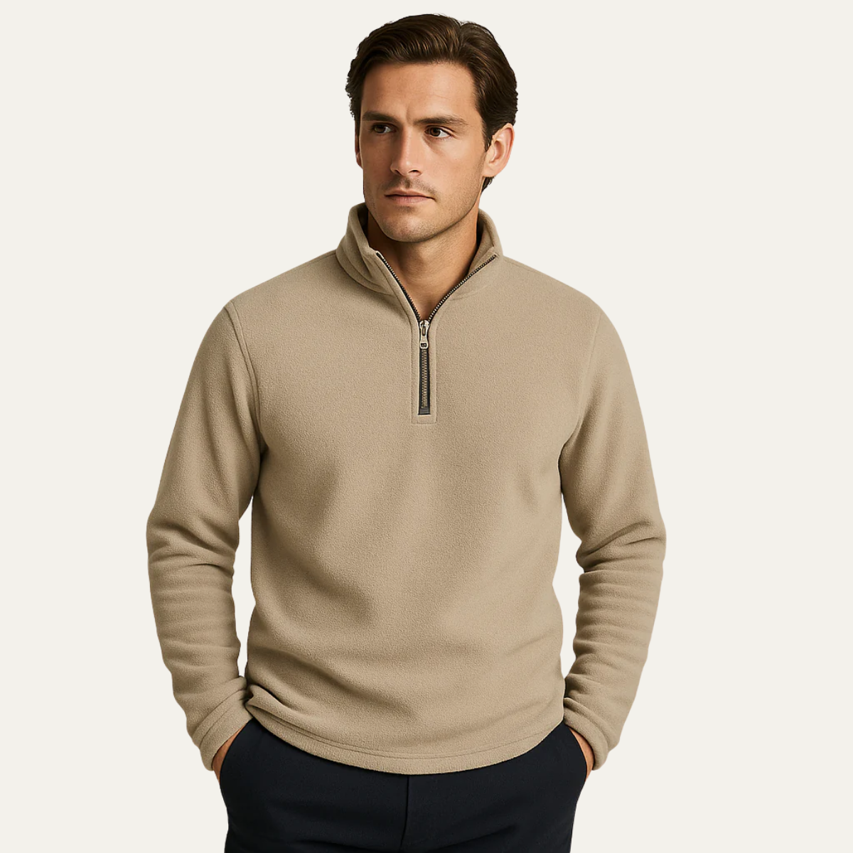 Mitchell | Half Zip Fleece Lined Knit Jumper