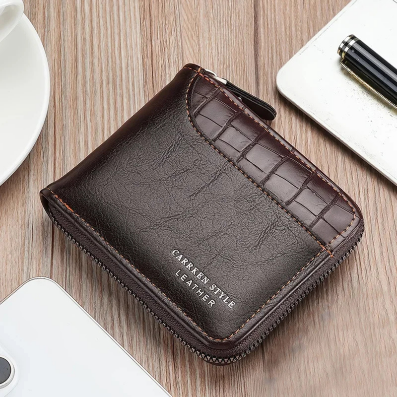 Edmund | Genuine Leather RFID Zip Wallet with Coin Pocket for Men