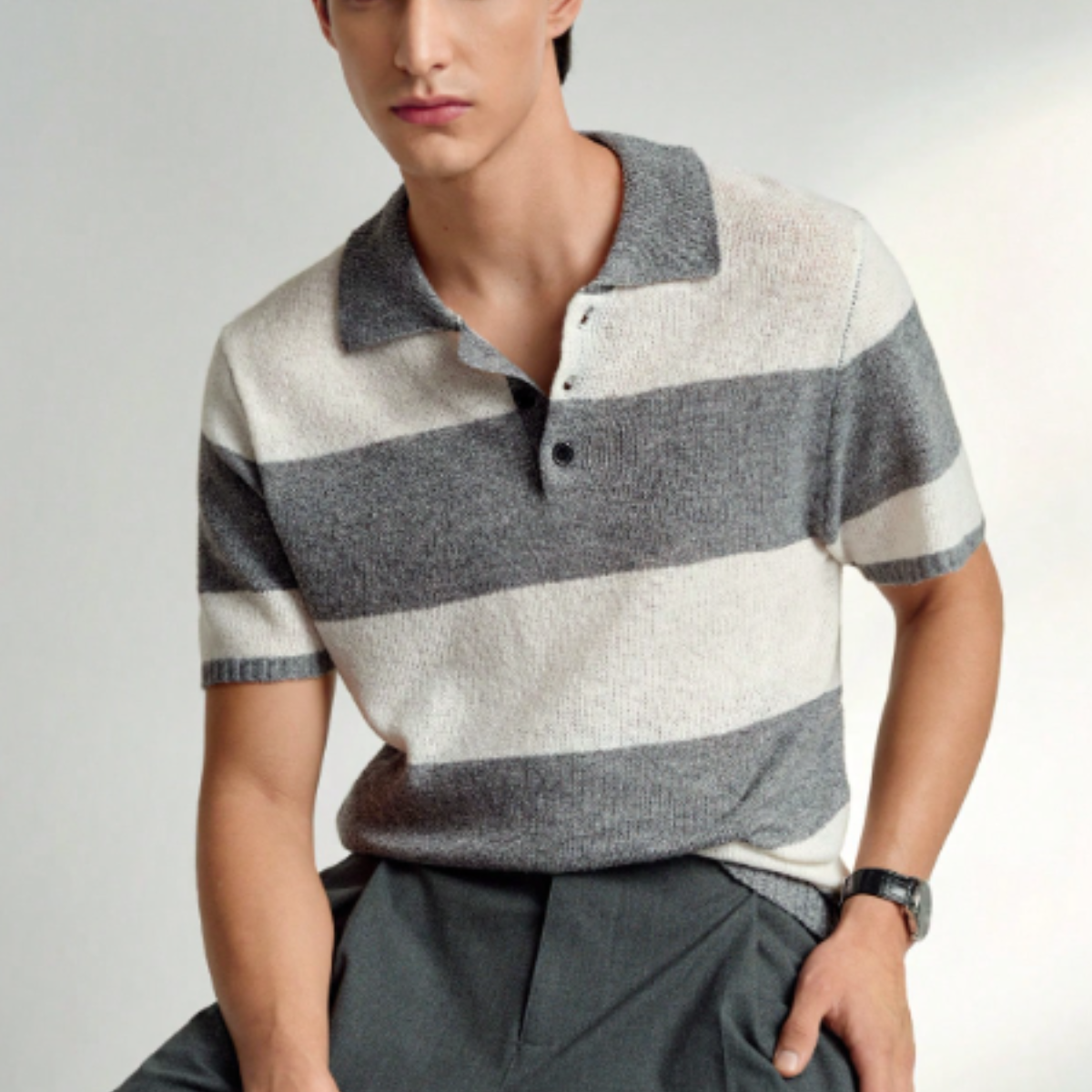 Bert | Men's Short Sleeve Knitted Polo Shirt Breathable Top