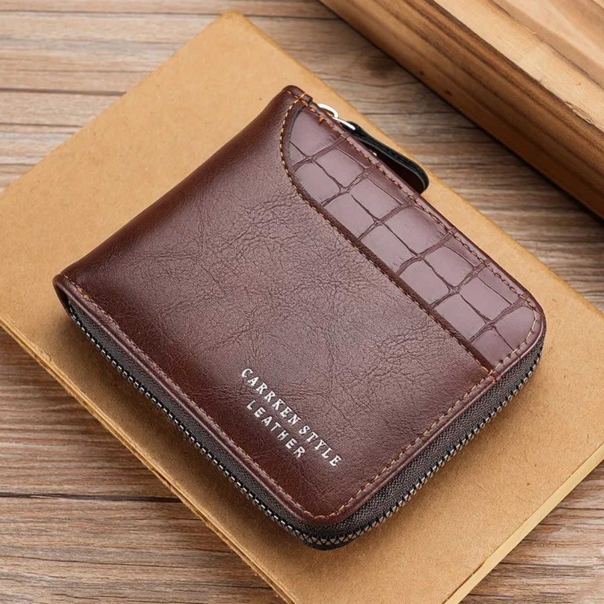 Edmund | Genuine Leather RFID Zip Wallet with Coin Pocket for Men