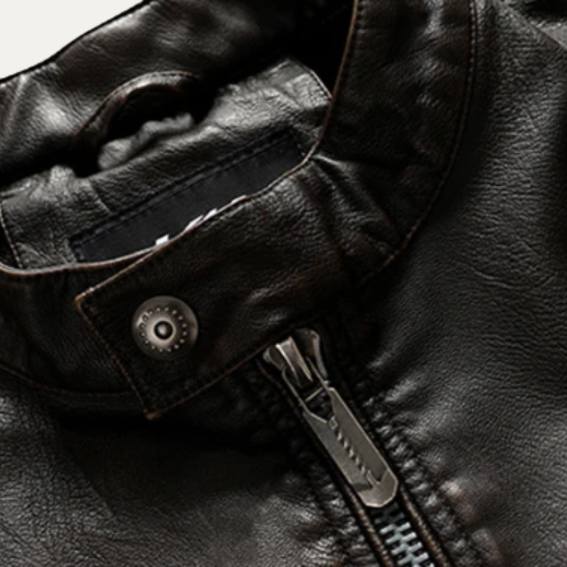 Merrick biker jacket detail