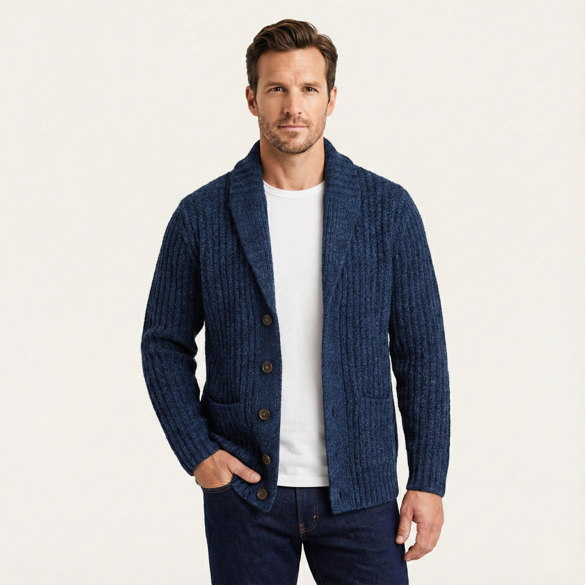 Mark | Chunky Knit Shawl Collar Cardigan