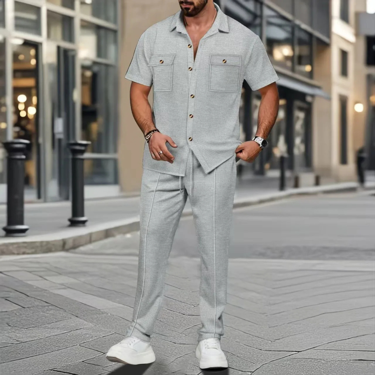Algernon linen matching set in Grey