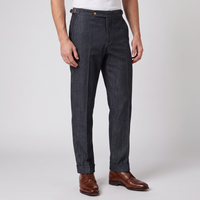 Humphrey | Men's Tailored Straight-Leg Dress Trousers in Navy Blue