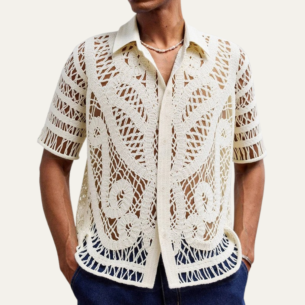 Emerson | Casual Crochet Knit Polo Shirt