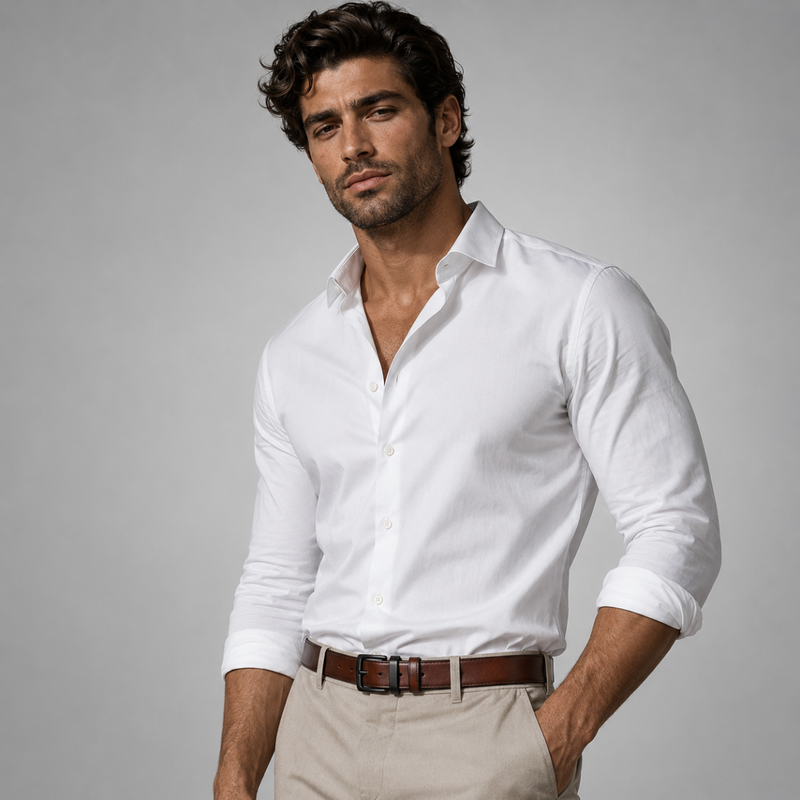 Ellison | Leather Belt with Black Pin Buckle