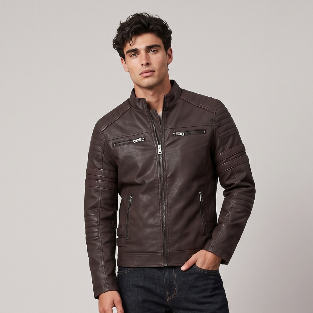 Lachlan | Zip Up Biker Leather Jacket