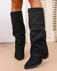 Odette | Mid Calf Slouch Block Heel Boots
