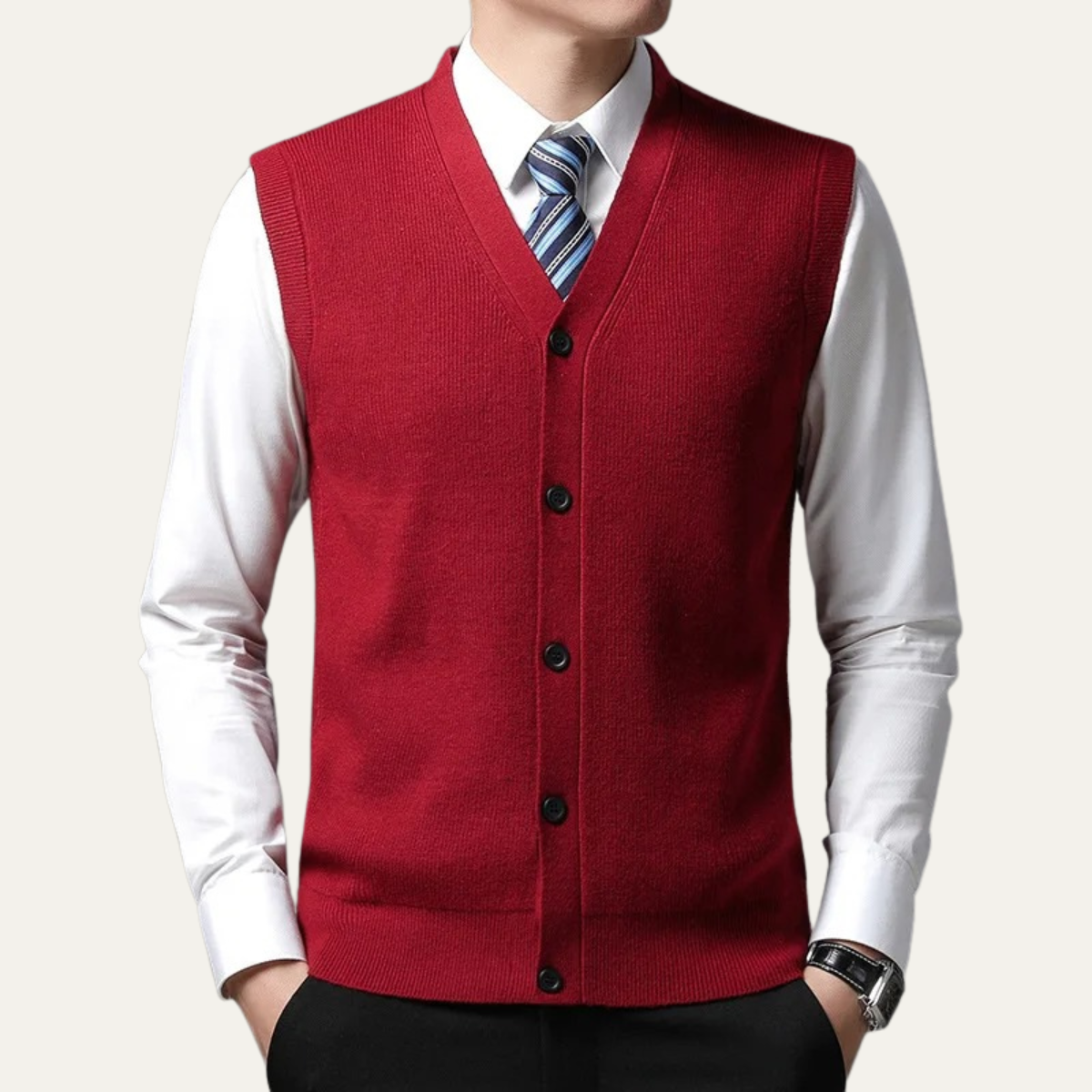 Crowther jumper vest in Burgundy