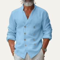 Wilder men's double breasted linen shirt in Sky Blue
