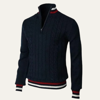 Fletcher | Half Zip Knit Jumper with Stripe Trim