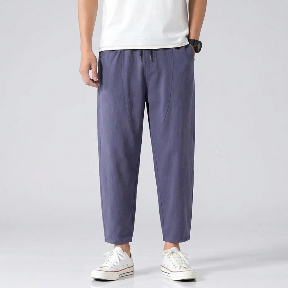 Archibald | Men's Relaxed Fit Linen Trousers Blue