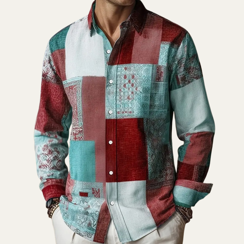 Finn | Colour Block Patchwork Button Up Shirt