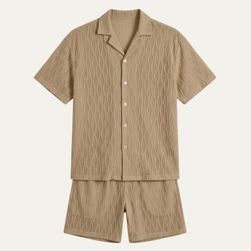 Bennett | Men's Textured Knit Co Ord Shirt and Shorts Set