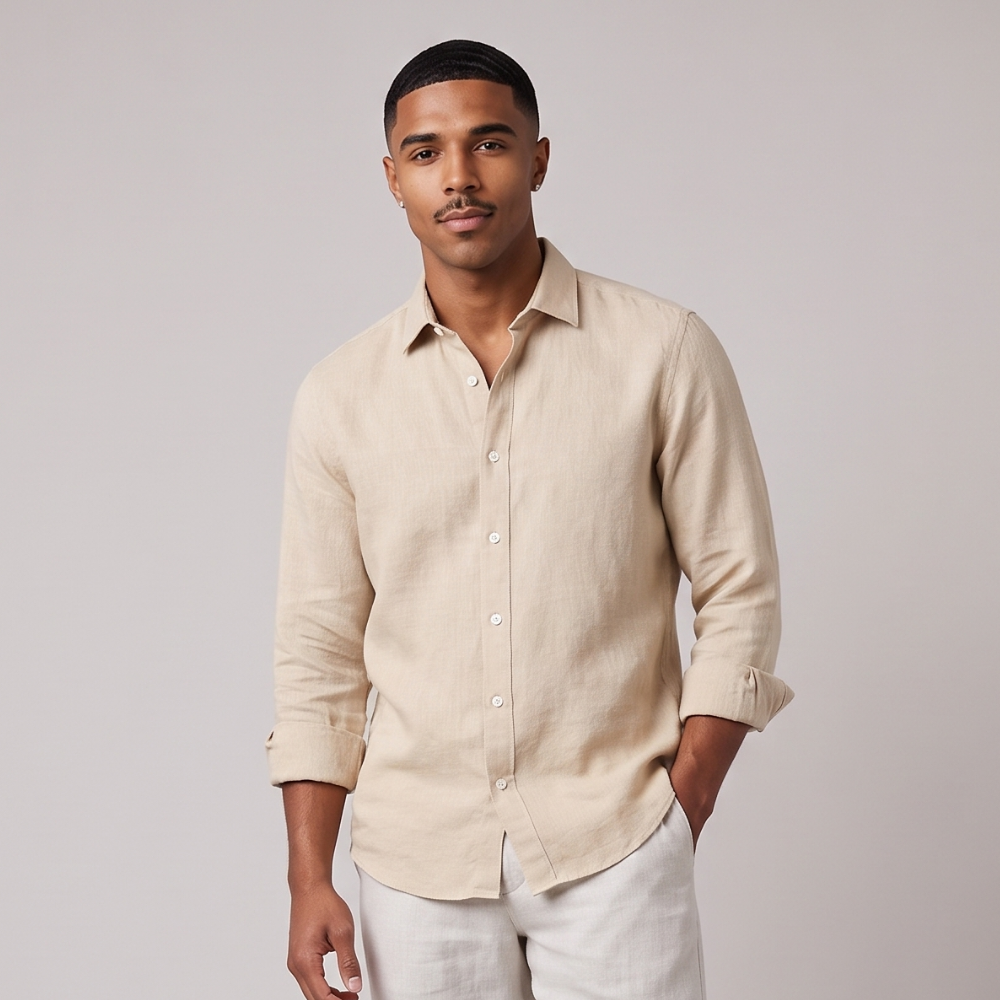 Declan | Solid Colour Linen Button Up Shirt