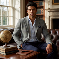 Maddox | Single Breasted Herringbone Wool Tweed Blazer