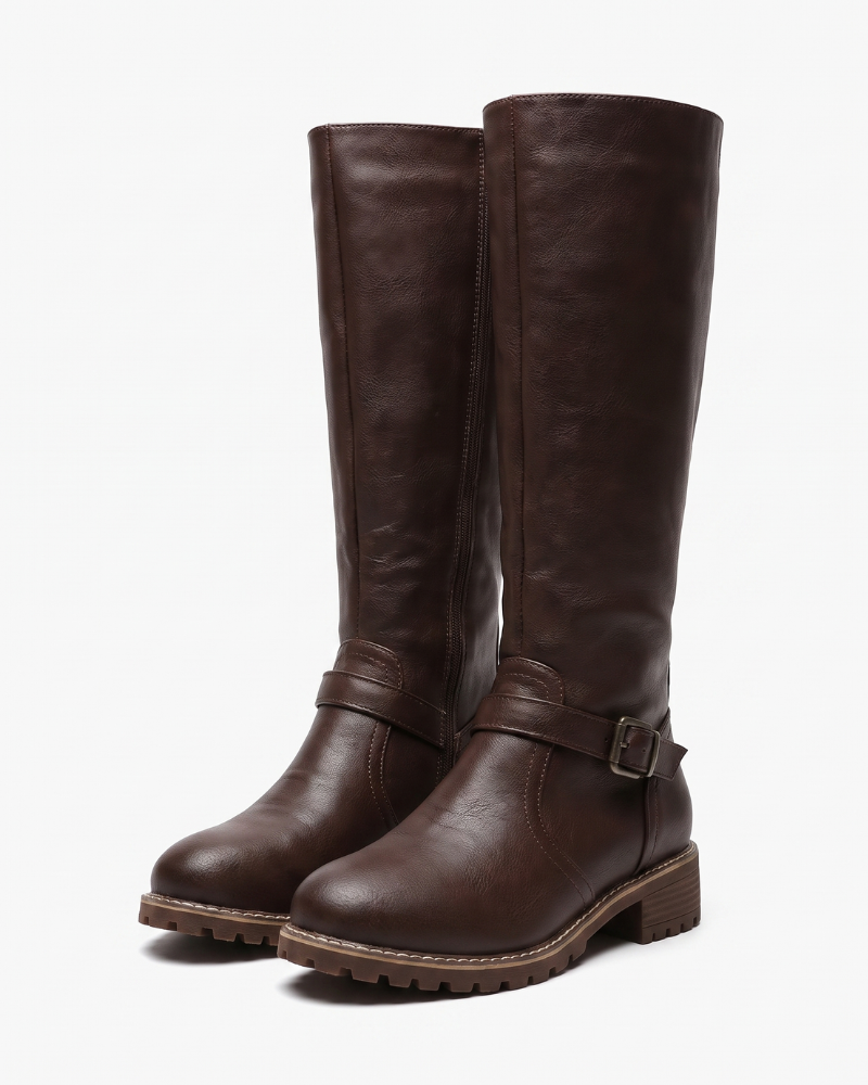 Maeve | Buckle Leather Knee High Boots