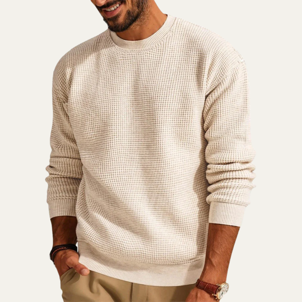 Mateo | Loose Fit Waffle Texture Knit Jumper for Men