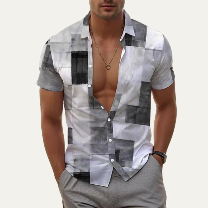 Jorge | Patchwork Short Sleeve Button-Up Summer Shirt