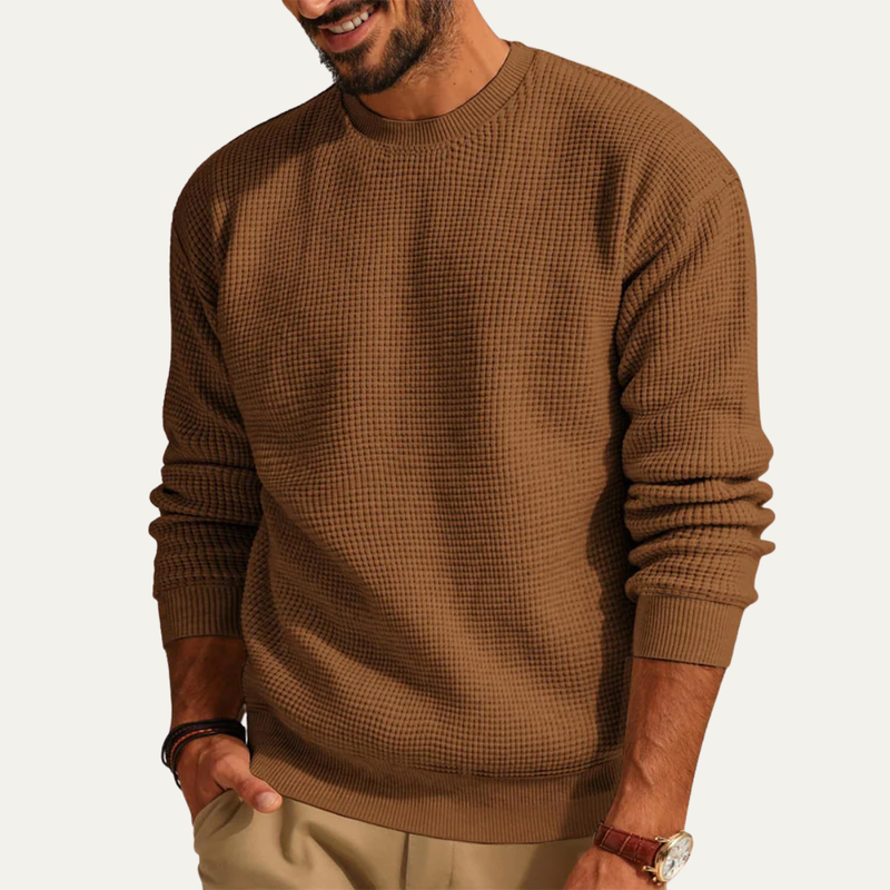 Mateo | Loose Fit Waffle Texture Knit Jumper for Men