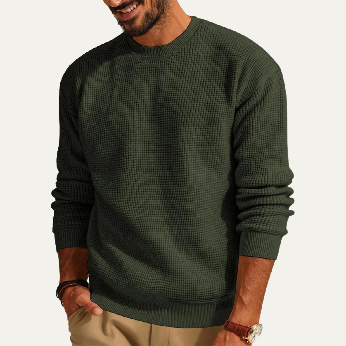 Mateo | Loose Fit Waffle Texture Knit Jumper for Men