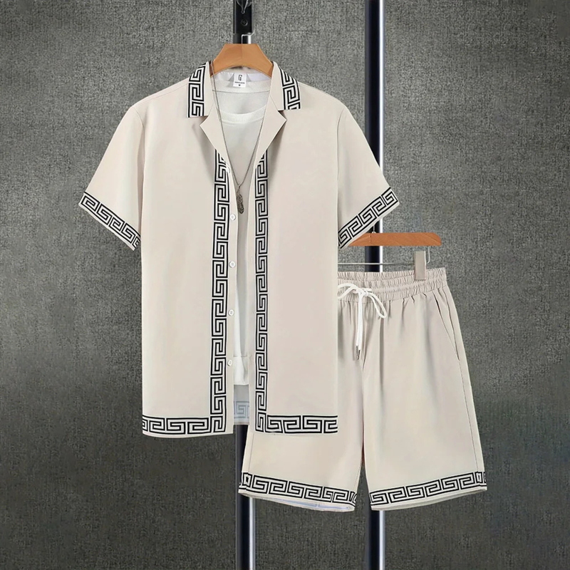 Bertram short sleeve shirt and shorts set in Apricot