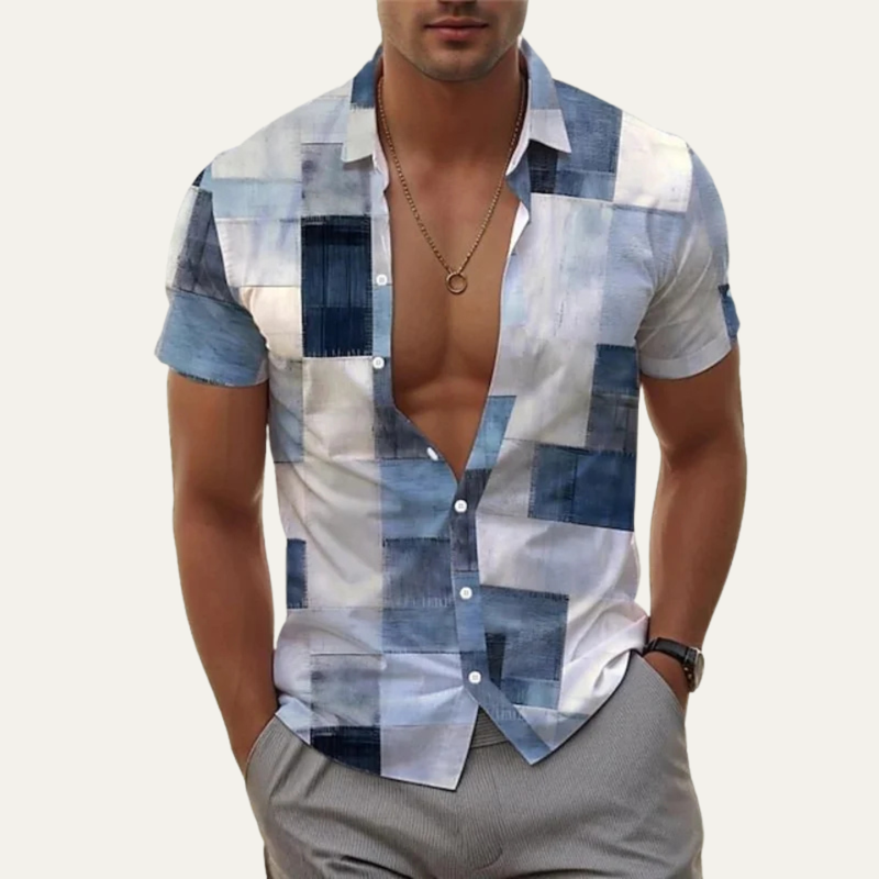 Jorge | Patchwork Short Sleeve Button-Up Summer Shirt