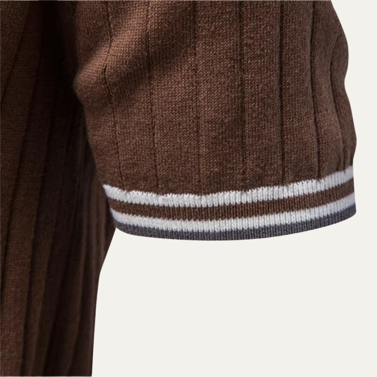 Heath | Ribbed Knit Short Sleeve Polo Shirt