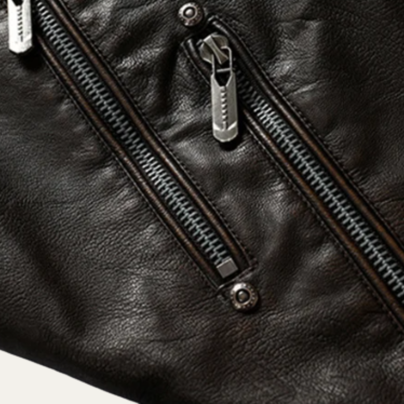 Merrick biker jacket detail