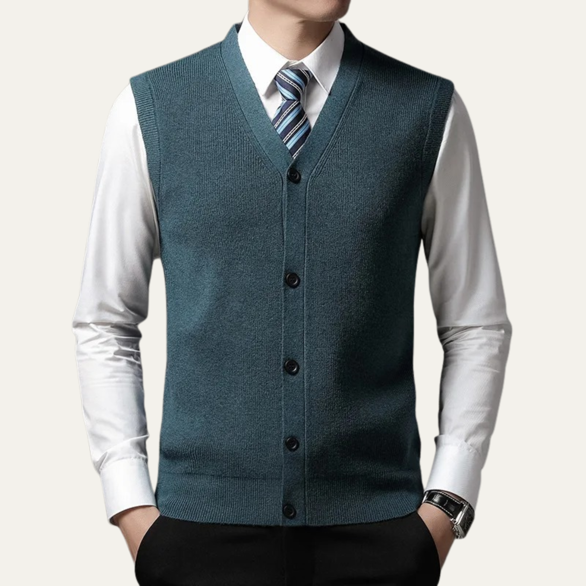 Crowther jumper vest in Green