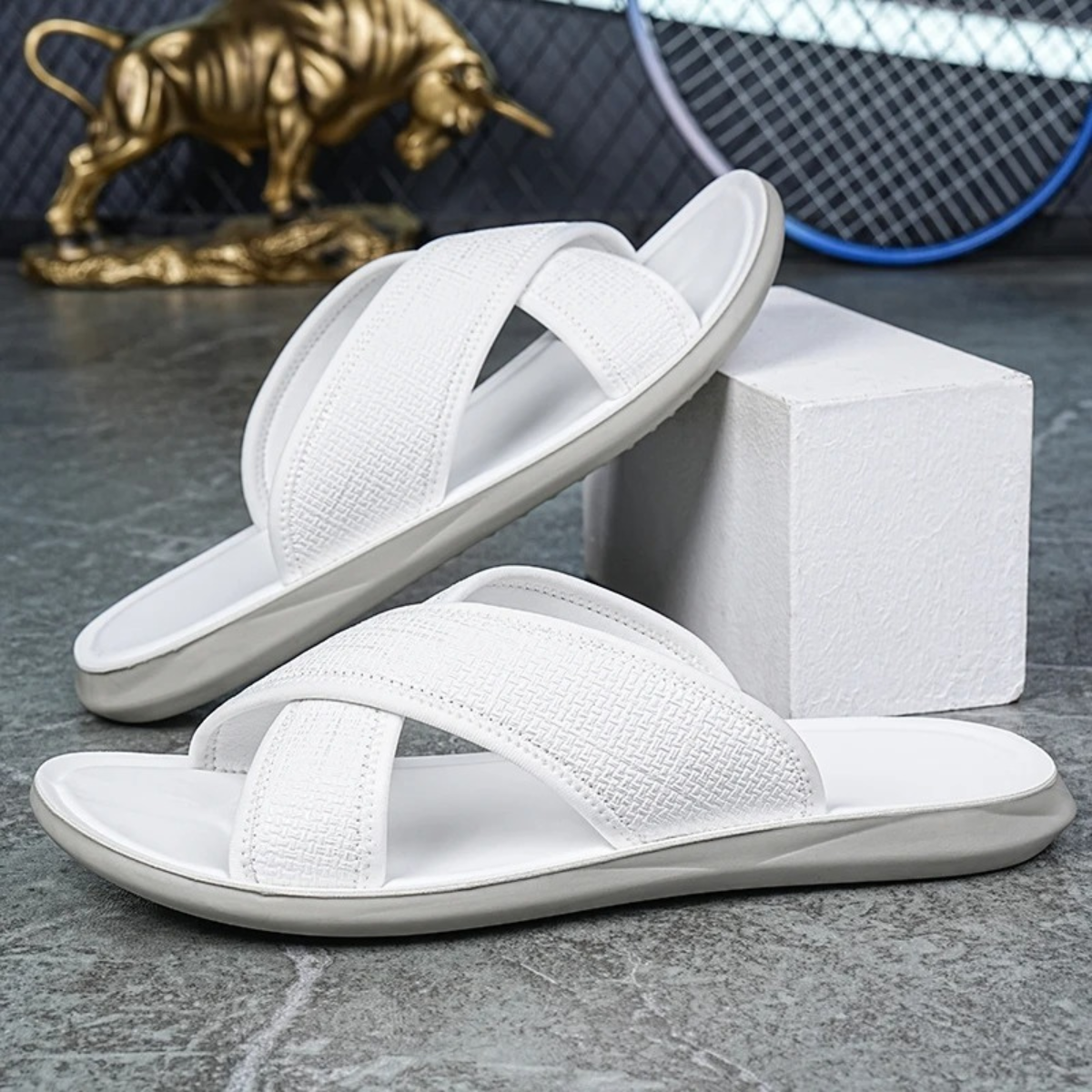 Kingsley | Open Toe Slip On Summer Slide Sandals