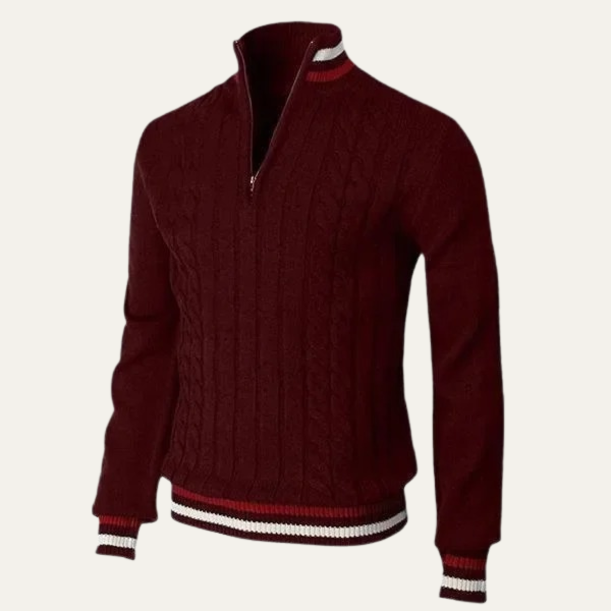 Fletcher | Half Zip Knit Jumper with Stripe Trim