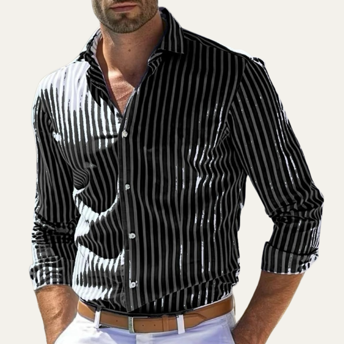 Benson | Men's Casual Smart Fit Striped Linen Shirt
