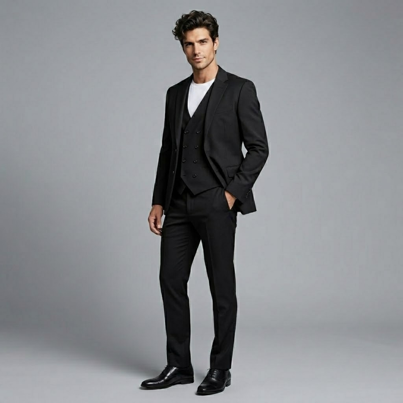 Ethan tuxedo suit set in Black